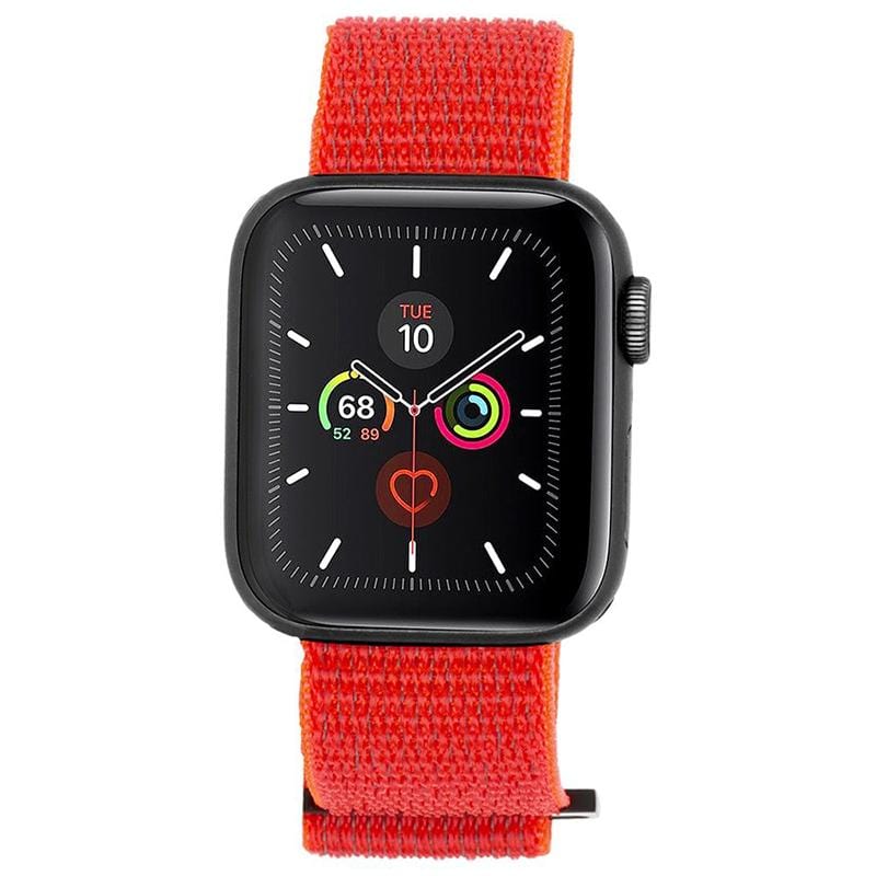 Apple Watch 5代通用 42-44mm 尼龍運動型舒適錶帶 - 霓虹橘