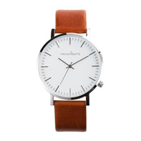 CLASSIC 經典系列 棕色真皮錶帶 白錶盤 銀色錶框 43mm