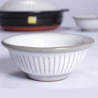 【限量】28cm日本銀峯菊花土鍋+手工上釉陶碗(4入)+釉亮陶匙(4入) - 粉白