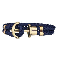 活動限定 | 黃銅船錨扣飾皮革手環 - 深藍