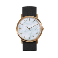 Classic Watch 經典款大理石手錶 - 白大理石(黑錶帶)