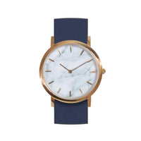 Classic Watch 經典款大理石手錶 - 白大理石(深藍錶帶)