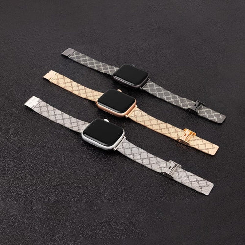 【NINE WEST】Apple watch 經典LOGO不鏽鋼蘋果錶帶