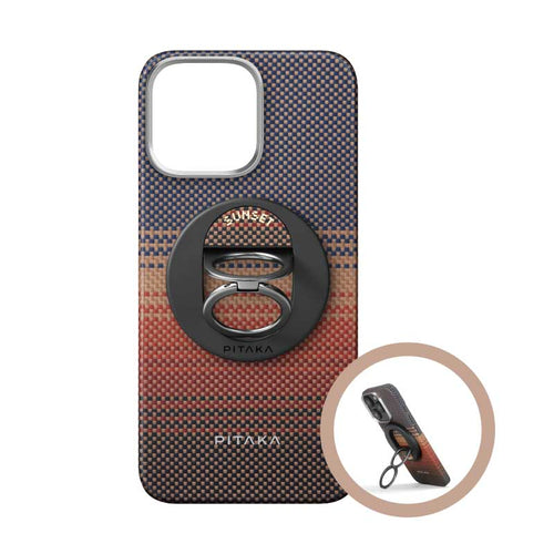 PTK iPhone16 ProMax 芳綸手機殼+指環扣 日落款