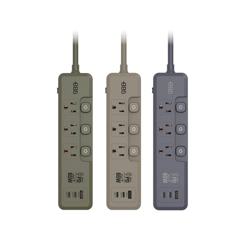 3開3插1USB+2Type C PD 65W 快充延長線1.8米 V2 HPS2336 (3色可選)