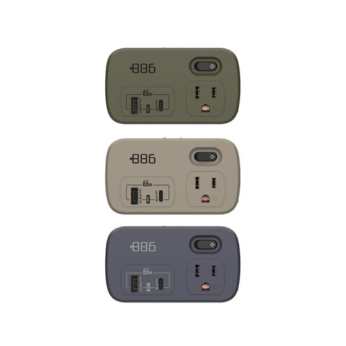 1開2壁插轉接器 USB-C+A PD 65W HWS2123 (3色可選)