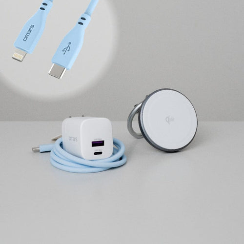 Qi2.0二合一磁吸無線充電架+GaN 35W快充組(Lightning)