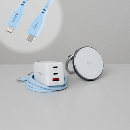 Qi2.0二合一磁吸無線充電架+GaN 67W快充組(Lightning)