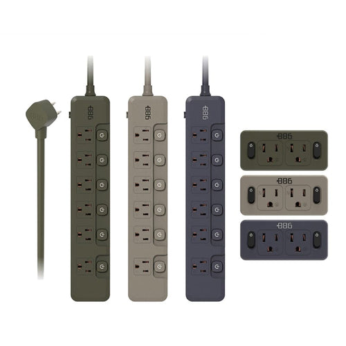 超值組 6開6插過載保護延長線 1.8米 V2 +2開2壁插 V2
