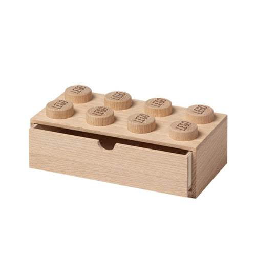 LEGO樂高木製桌上型八凸抽屜收納箱(淺色橡木)