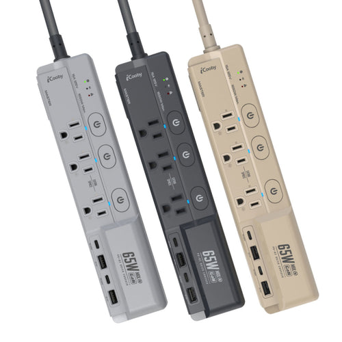 GX1探索者 65W 氮化鎵四開三插延長線 曠野沙/淡影灰/深霧黑