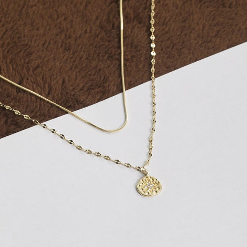 多角星型碎鑽雙層項鍊