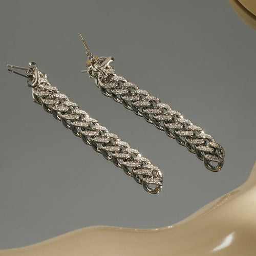 迷人輕奢鑽澤長鍊耳環