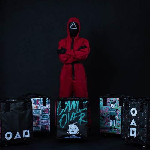 魷魚遊戲 摺疊附輪拖拉袋