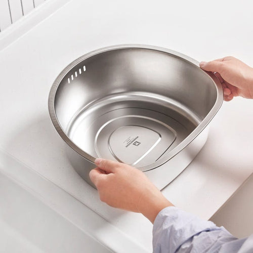 8L大容量半圓形SUS304不鏽鋼瀝水盆