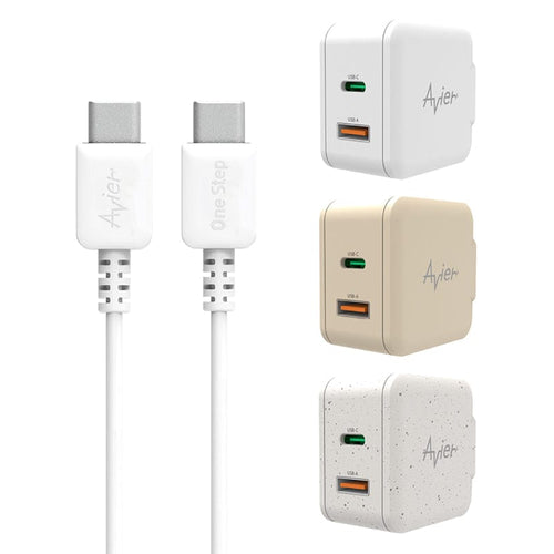 【獨家組合】One Step Terra 35W 氮化鎵快充電源供應器 + USB-C to C 環保快充傳輸線 1.2M