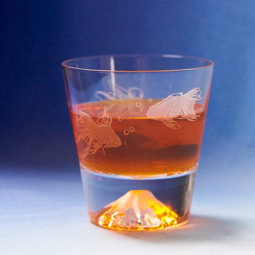 日本製富士山雕花威士忌杯-金魚