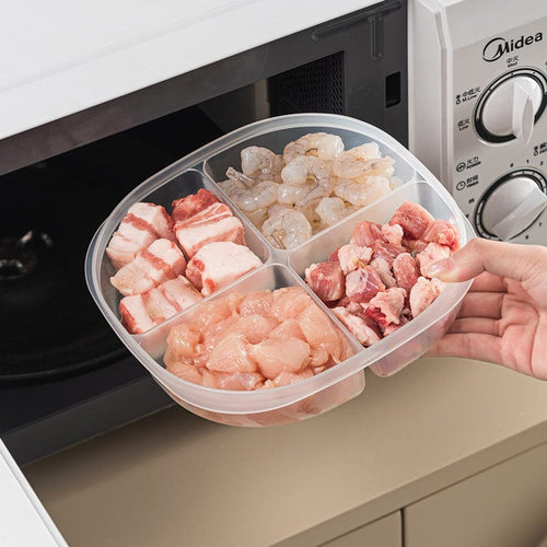 可微波冷凍分隔保鮮盒/備餐備菜盒(小款4格)-3入