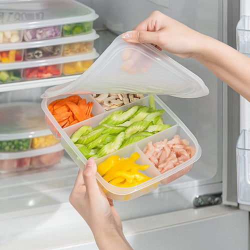 可微波冷凍分隔保鮮盒/備餐備菜盒(大款5格)-3入