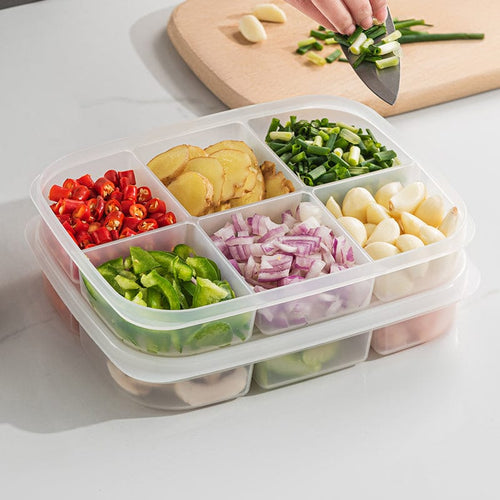 可微波冷凍分隔保鮮盒/備餐備菜盒(大款6格)-3入