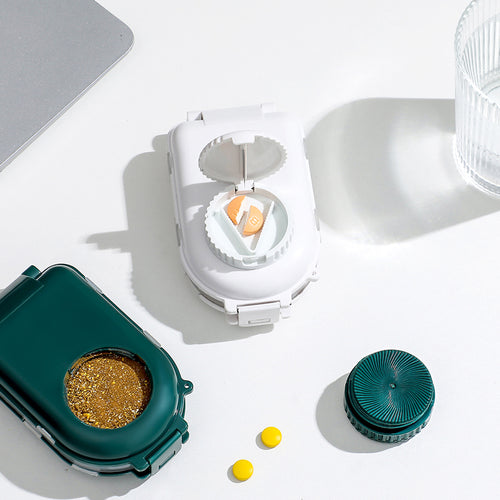 便攜式多功能藥盒(附切藥器)-多色可選