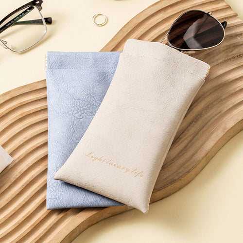 皮革紋彈片式眼鏡收納袋(2色套組)