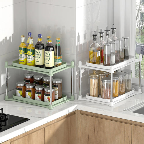 雙層旋轉式調味瓶收納架/置物架-多色可選