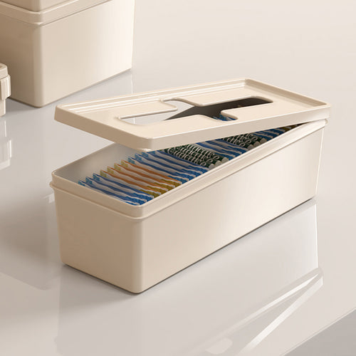 長方形十字抽取口小物收納盒-3入