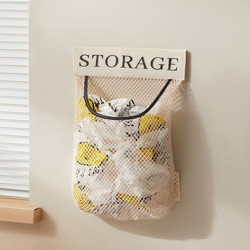 魔鬼氈壁掛式垃圾袋收納網袋-3入