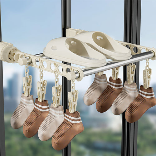 多功能旅行室內兩用晾衣架(8孔4夾)-3入