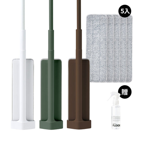 QUICK MOP 免手洗高效平板拖把1入＋替換拖布5入＋贈地板清潔液100ml