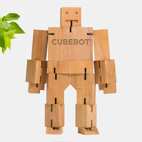 限量絕版品 Cubebot 酷比人【經典大型】山毛櫸積木變形機器人公仔