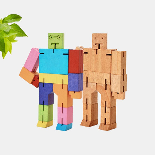 Cubebot 酷比人【經典中型】山毛櫸積木變形機器人公仔