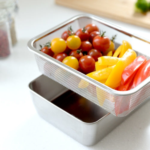 燕三條不銹鋼萬用保鮮盒三件組(附濾網、蓋子)