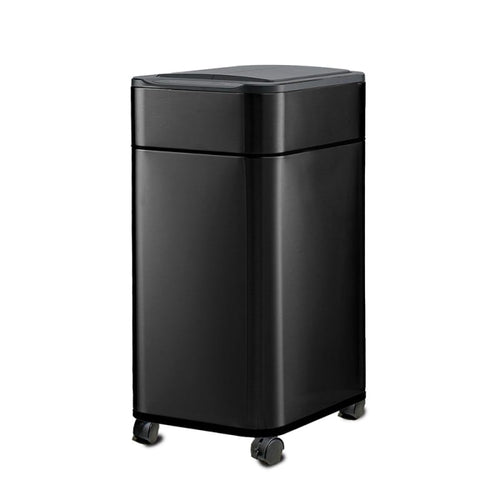 隨行太空艙-不鏽鋼雙開蓋感應垃圾桶50L ELPH5534U-O 黑色