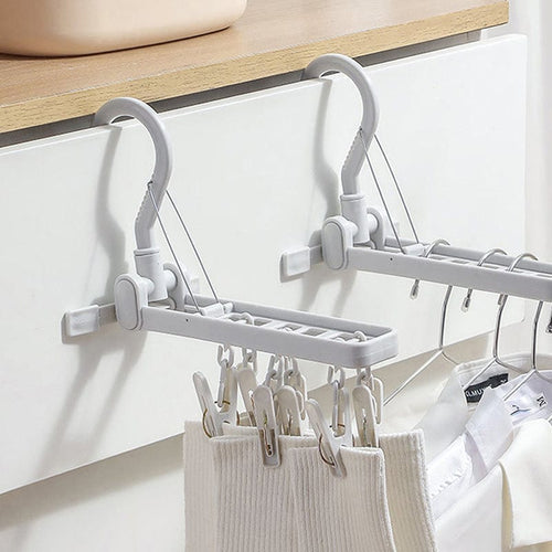 旅行便攜折疊式6孔掛衣架(附夾子)-3入