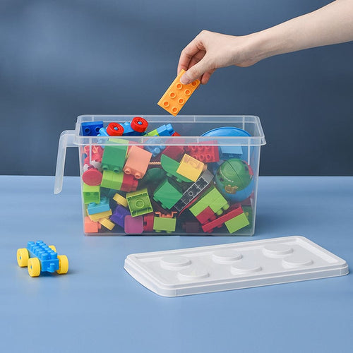 極簡風樂高造型可疊式收納盒(附把手)-S-3入