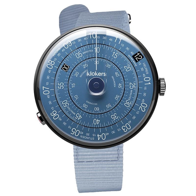 【買錶送原廠手環，款式隨機，送完為止!】KLOK-01- D7-B 午夜藍錶頭-黑殼 + 單圈尼龍錶帶