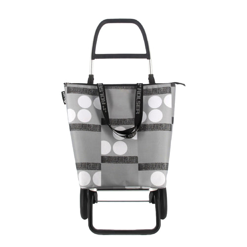 摺疊兩輪肩背時尚購物車 (LOGO白灰)