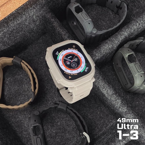 Apple Watch  Ultra 1/2/3 Quattro  Pro2.0 一體成形軍規錶帶+9H鋼化膜套組_49mm