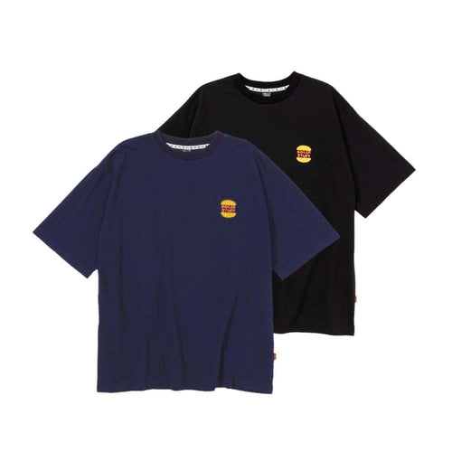日本限定 潮流漢堡毛絨刺繡復古水洗短 Tee (共2色)