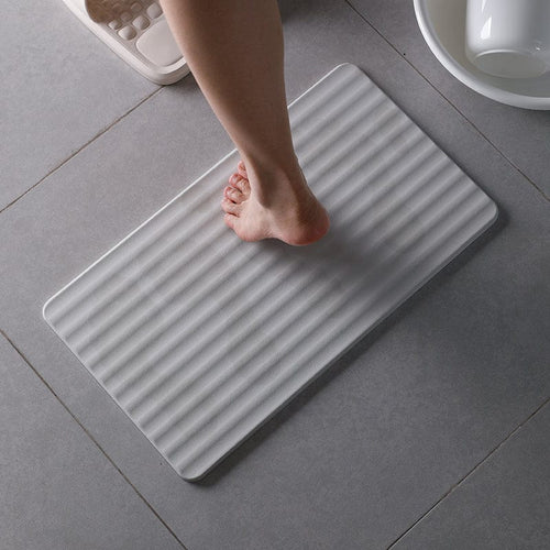 波浪形珪藻土浴室地墊(附防滑墊)-28x50cm
