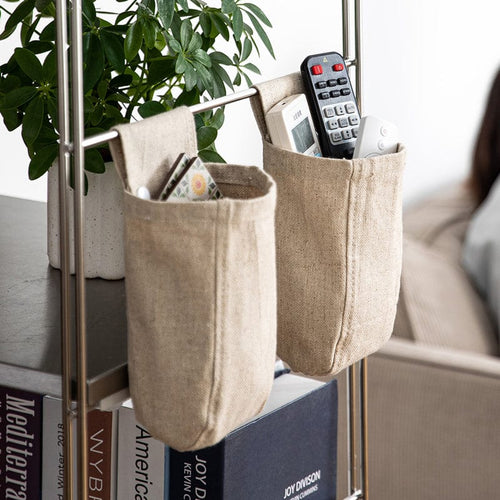 復古風棉麻可懸掛收納袋-3入