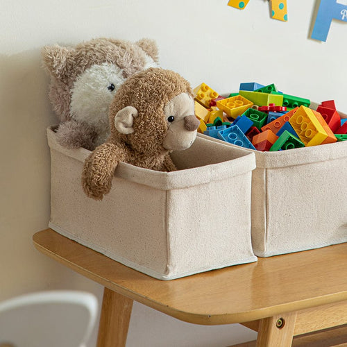 高度可調節棉布收納盒-M-3入