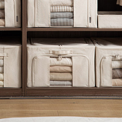 雙開兩用折疊式衣物收納箱(附透窗)-85L-3入