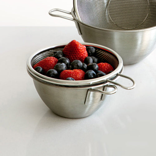 304不鏽鋼附柄瀝水調理盆2件組-13cm