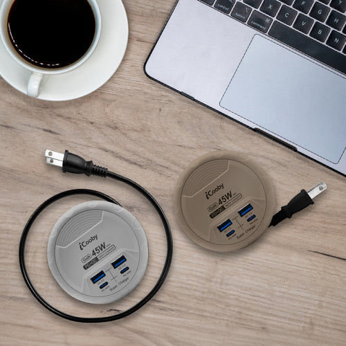 UB-31 45W PD+QC轉盤收納充電器 沙色/淺灰