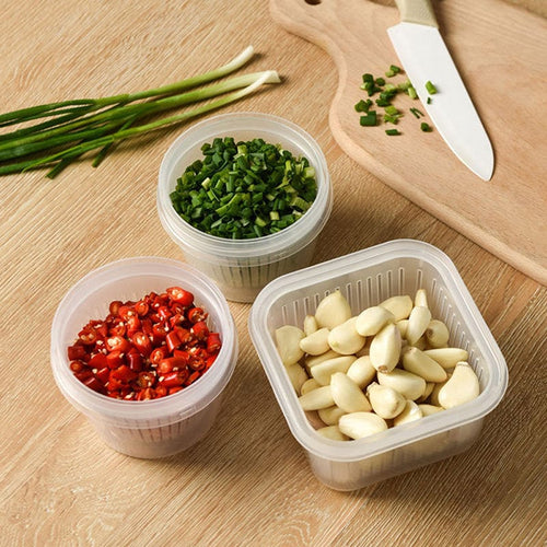 瀝水保鮮蔥薑蒜保存盒-3入-多款可選