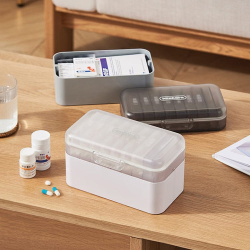 家庭用多功能磨藥切藥雙層醫藥箱-多色可選