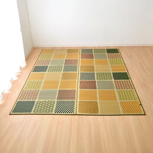 六重織藺草地毯市松和紋｜191x191x0.6cm｜1件｜質感和風｜方形地毯